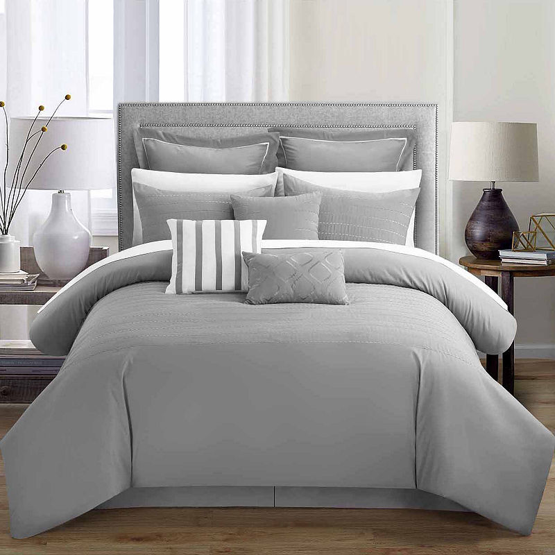 Chic Home Bren 13-Pc. Complete Bedding Set With Sheets, King, Gray