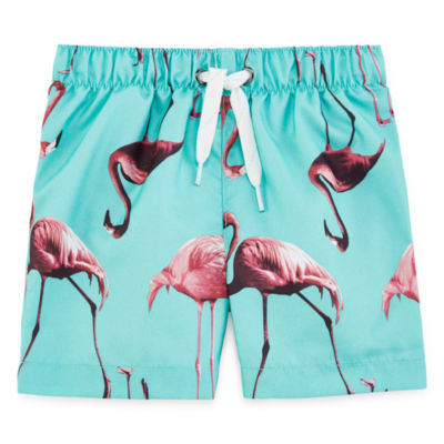 baby boy flamingo swim trunks