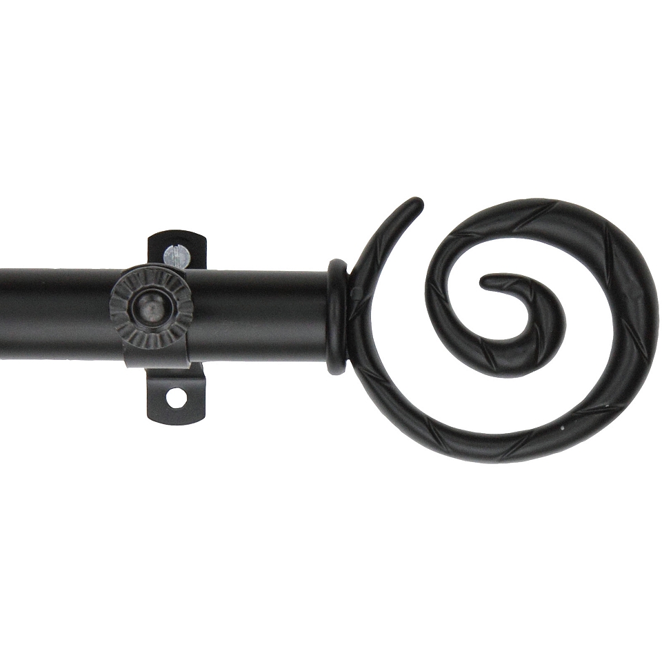 ROD DESYNE Curtain Rod with Spiral Finials, Black