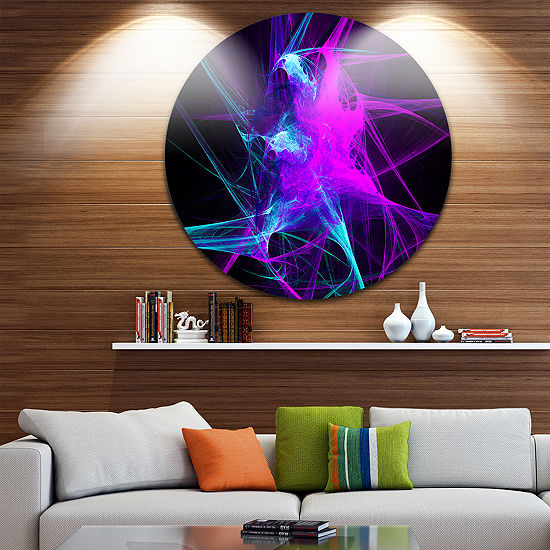 Design Art Purple Glowing Ball of Smoke Abstract Circle Metal Wall Art