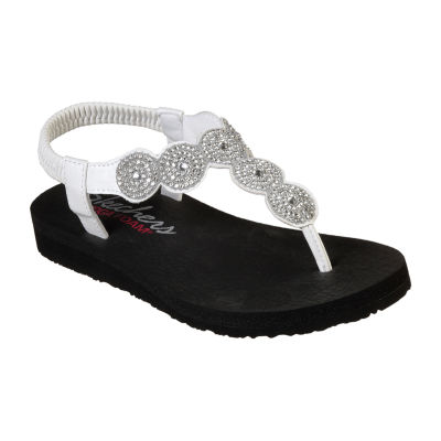 skechers white flip flops