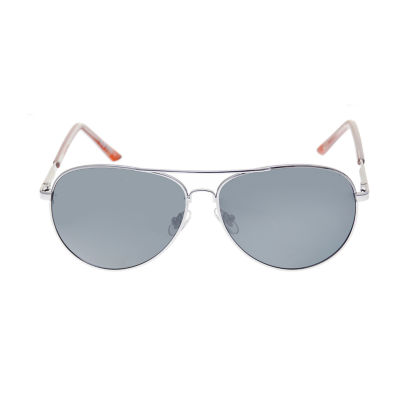 Dockers Mens Polarized Full Frame Aviator Sunglasses, Color Silver