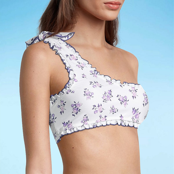 Decree Adjustable Straps Floral Bralette Bikini Swimsuit Top Juniors