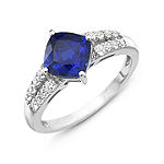 Lab-Created Blue & White Sapphire Ring Sterling Silver