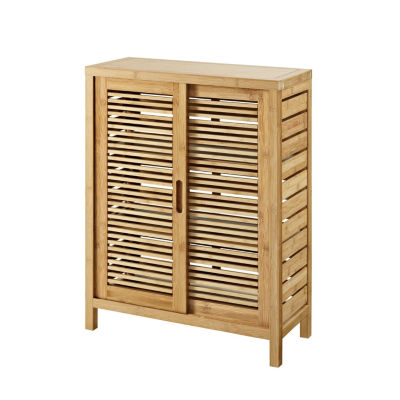 Bracken Two Door Floor Bathroom Cabinet Color Natural Bamboo
