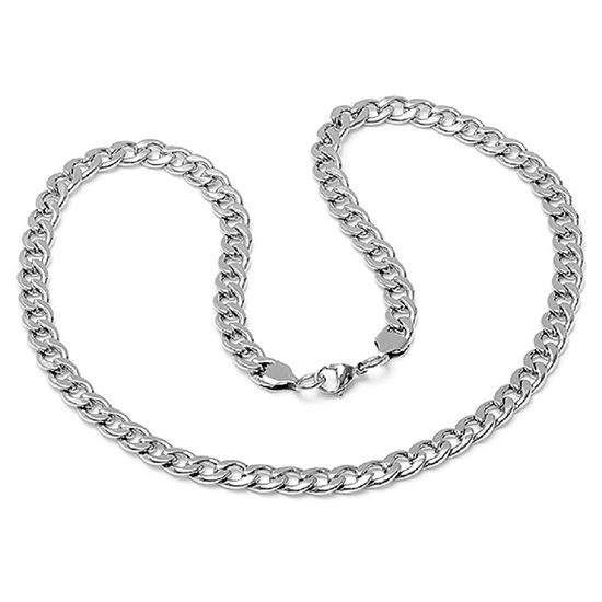 Steeltime Stainless Steel 24 Inch Solid Curb Chain Necklace