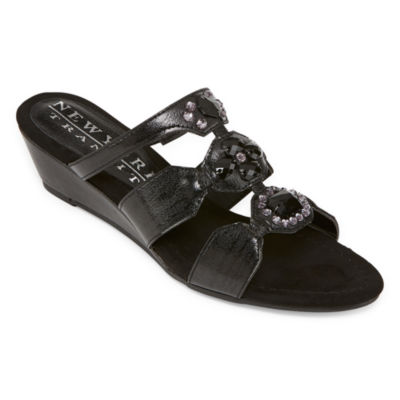 new york transit black wedge sandals