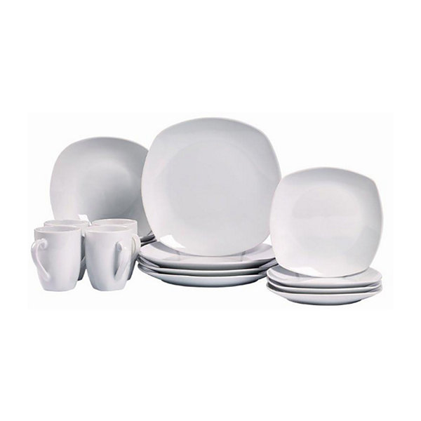 Tabletops Unlimited® Quinto White Porcelain Square 16-pc. Dinnerware Set