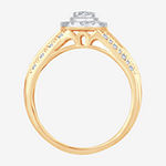 Womens 1/2 CT. T.W. Genuine White Diamond 10K Gold Oval Engagement Ring