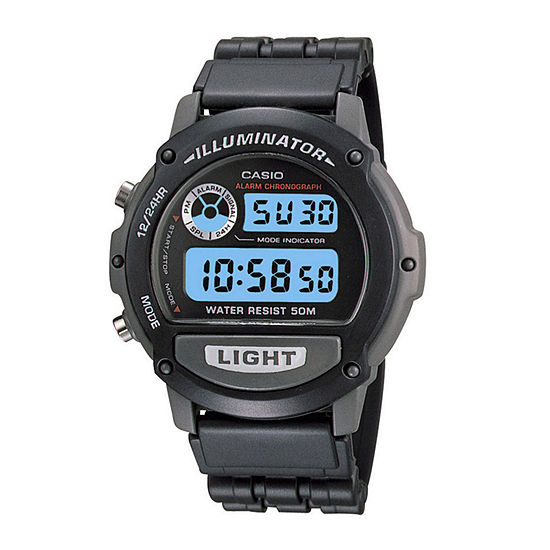 Casio® Illuminator Mens Black Resin Strap Chronograph Sport Watch W87H-1VOS