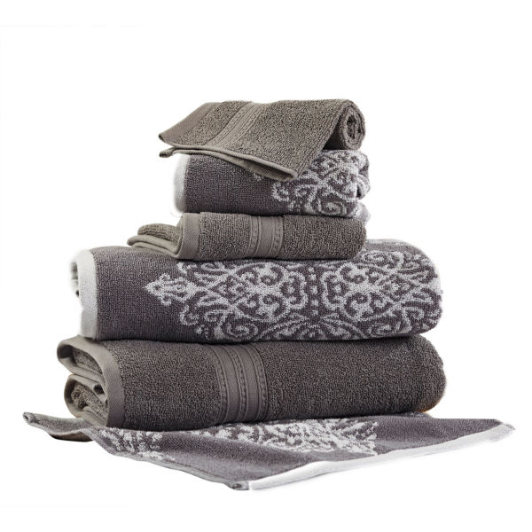 Pacific Coast Textiles Artesia Damask Yarn Dyed 6-pc. Jacquard Bath Towel Set