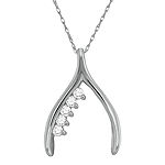 Personalized Sterling Silver Family Birthstone Wishbone Pendant Necklace