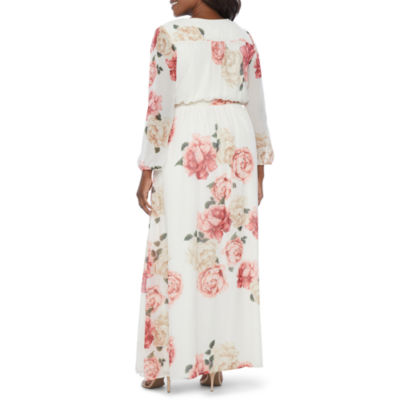 premier amour long sleeve floral maxi dress