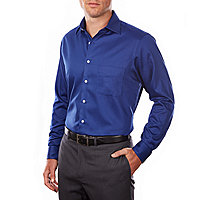 Van Heusen Mens Regular-Fit Long Sleeve Lux Sateen No Iron Dress Shirt Blue Hawaii 