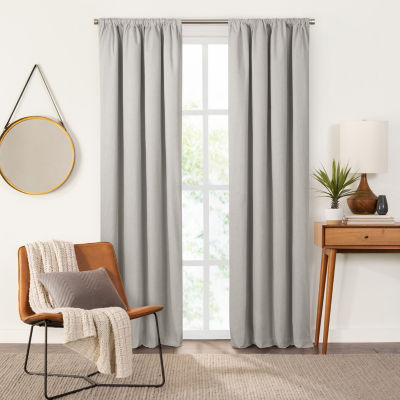 Fieldcrest Devin Solid Cotton Chambray Energy Saving 100% Blackout Rod