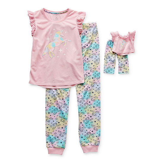 Dots & Dreams Dollie And Me Little & Big Girls 4-pc. Pant Pajama Set