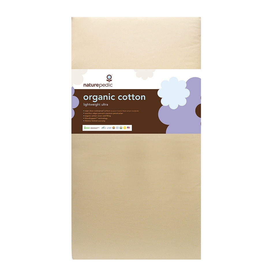 Naturepedic Organic Cotton Lightweight Ultra 2 Stage Seamless Crib Mattress,