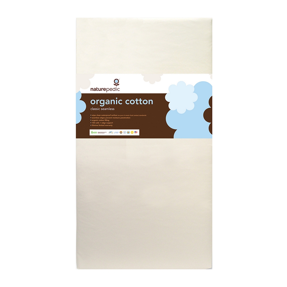 Naturepedic Organic Cotton Classic 150 Seamless Crib Mattress, White