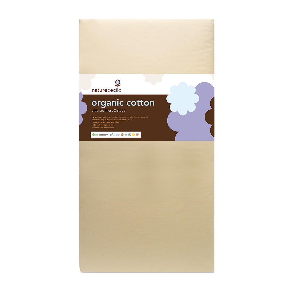 Naturepedic Organic Cotton Lightweight Ultra 2 Stage Seamless Crib Mattress,