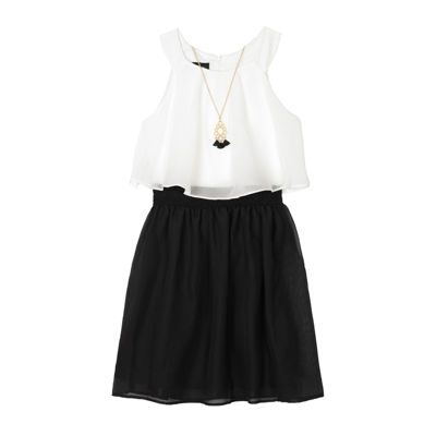 By By Girl Chiffon Popover Dress With Necklace Girls Plus