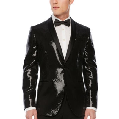 black sequin suit