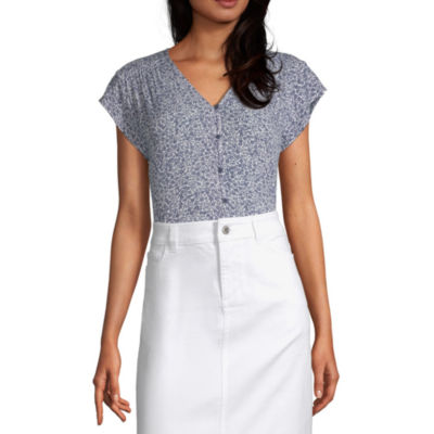 liz claiborne womens v neck short sleeve blouse