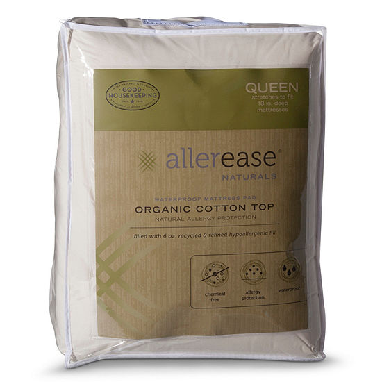 Allerease Natural Organic Cotton Waterproof Mattress Pad