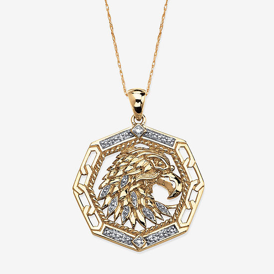 Eagle Mens Diamond Accent Genuine White Diamond 10K Gold Pendant Necklace