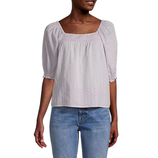 a.n.a Womens Square Neck Elbow Sleeve Blouse