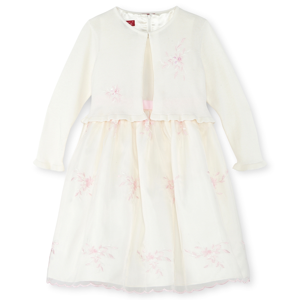 Princess Faith Embroidered Floral Dress and Sweater   Girls 2t 4t, Ivory, Ivory,