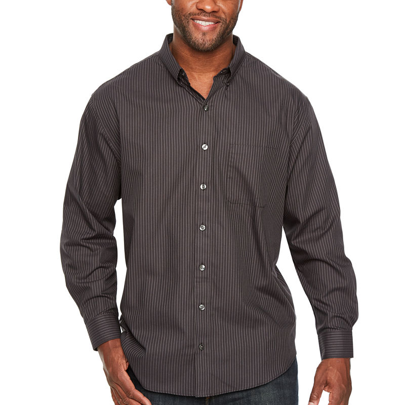 UPC 767672388323 product image for Van Heusen Wrinkle Free Twill Button Down Long Sleeve Stripe Button-Front Shirt- | upcitemdb.com