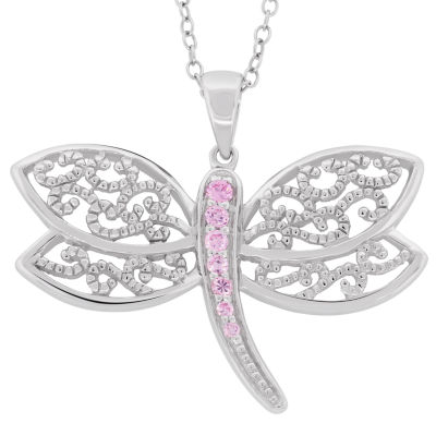 Womens 1/3 CT. T.W. Pink Cubic Zirconia Sterling Silver Butterfly ...