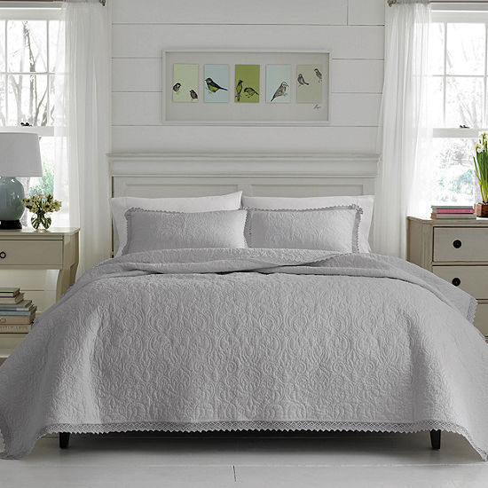 Laura Ashley Heirloom Crochet Quilt Set Color Gray Jcpenney
