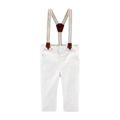 baby white pants with suspenders