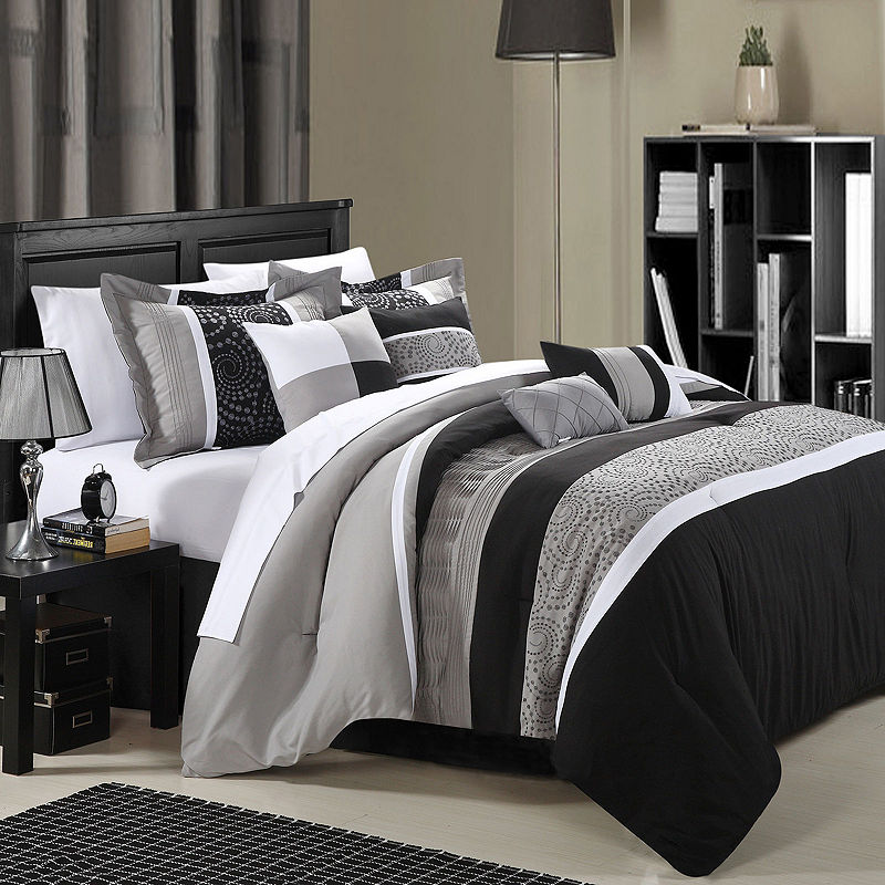 Chic Home Euphoria 12-Pc. Complete Bedding Set With Sheets, King, Black