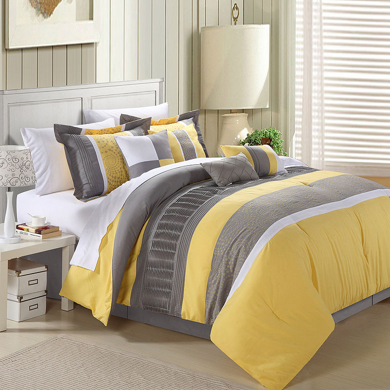 Chic Home Euphoria 12-Pc. Complete Bedding Set With Sheets, King, Yellow