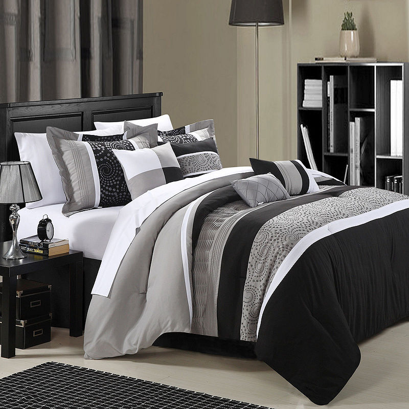 Chic Home Euphoria 12-Pc. Complete Bedding Set With Sheets, Queen, Black