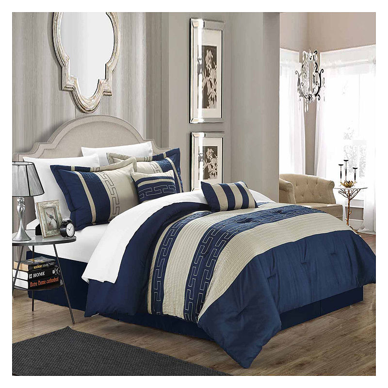Chic Home Carlton 10-Pc. Complete Bedding Set With Sheets, King, Blue