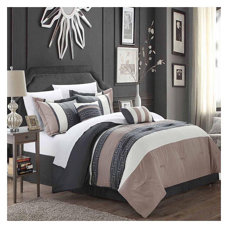 Chic Home Carlton 10-Pc. Complete Bedding Set With Sheets, Queen, Brown