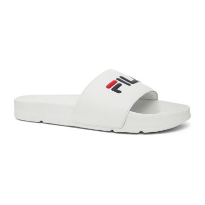 white fila flip flops