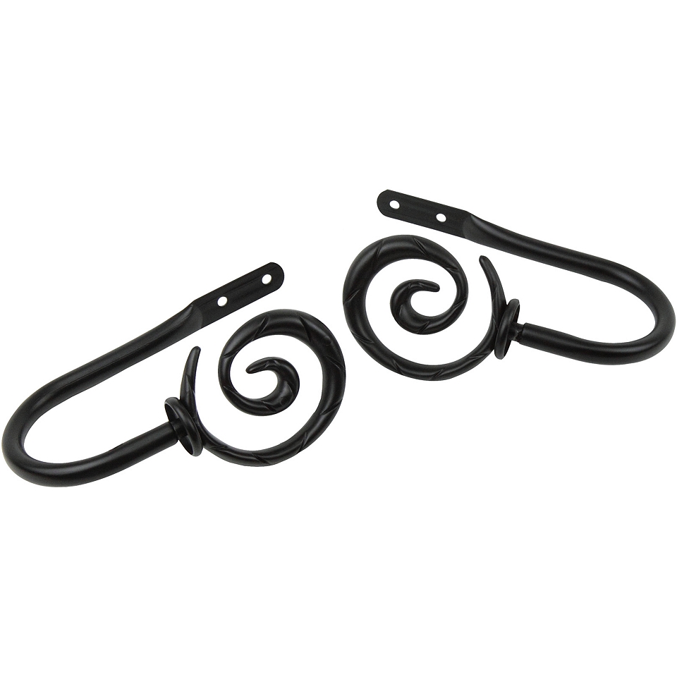 ROD DESYNE Decorative Holdbacks with Spiral Finials, Black