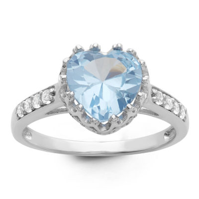 Sterling Silver Lab Created Blue Aquamarine Crown Ring, Color: Blue ...