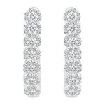 1 CT. T.W. Genuine White Diamond 10K White Gold 24mm Hoop Earrings