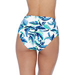 Ambrielle Womens Lined Tropical Floral High Waist Bikini Swimsuit Bottom