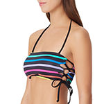 Sugar Beach Striped Bandeau Bikini Swimsuit Top