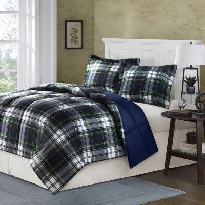 Madison Park Essentials Hartford Navy Plaid Down Alternative