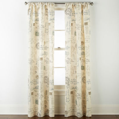Home Expressions Script Light Filtering Rod Pocket Curtain Panel