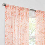 Fieldcrest Arden Speckle Print Cotton Sheer Rod Pocket Single Curtain Panel