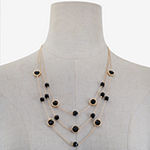 Mixit Black & Gold Tone 3 Row 22 Inch Strand Necklace
