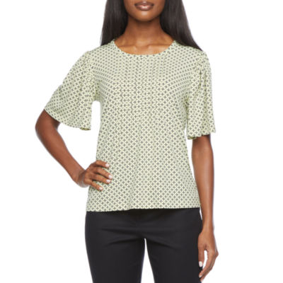 liz claiborne womens round neck short sleeve blouse